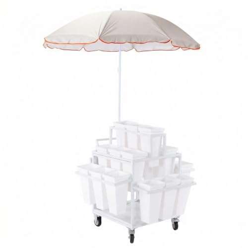 Hubxinly Outdoor Flower Cart with 18 Buckets Heavy Duty Rolling Flower