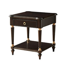 living room table Luxury Wooden Side Table with Manual Gold Painting, 22.8 "Square Sofa End Table with Drawer and Open Shelf, Exquisite Small Coffee Table For Any Room outdoor side table ( Color : Bla