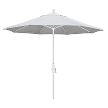California Umbrella 9' Round Aluminum Patio Umbrella, Crank Lift, Collar Tilt, White Pole, Natural
