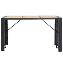 LPERTGFHU 7-Piece Patio Bar Set, Poly Rattan Outdoor Garden Furniture with Acacia Wood Tabletop and Cushioned Stools, Black