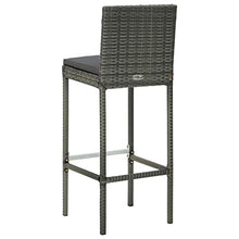 KUPTYERFG 5-Piece Outdoor Bar Set, Grey PE Rattan Wicker Patio Dining Furniture Set with 1 High Top Table and 4 Cushioned Stools for Garden, Backyard and Terrace