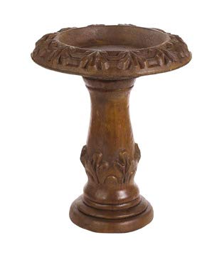 Solid Rock Stoneworks Oak Leaf Birdbath- 23" Tall x 19" Dia