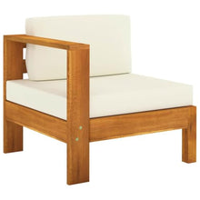 Molumvel 6 Piece Garden Lounge Set with Cushions, Solid Acacia Wood Outdoor Patio Furniture, Cream White Seat and Back Pillows, Garden Balcony Seating