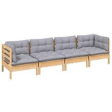 KDACVBMG 4 Piece Patio Lounge Set with Gray Cushions Solid Pinewood