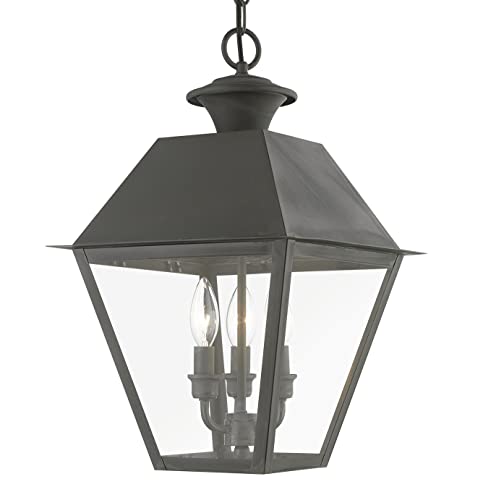 Wentworth - 3 Light Large Outdoor Pendant in Classic Style-19 Inches Tall and 12 Inches Wide-Charcoal Finish