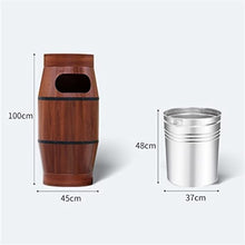 GLigeT Garbage Cans Outdoor Trash Can, Antique Wood Grain Cylindrical Trash Can with Inner Bucket and Top Planting Flower Trough, Large-Capacity Trash Can, 13.2 Gallons Outside Trash Bin