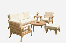 WholesaleTeak Grade-A Teak Wood Lagos 6 Pcs Sofa Set - 1 Sofa (3 Seater), 2 Lounge Chairs, 1 Ottoman, 1 Coffee Table & 1 Side Table (Furniture only) #12LG6