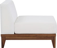Meridian Furniture 389White-Armless Rio Collection Modern | Contemporary Outdoor Patio Off White Resilient Water Resisting Fabric Modular Chair with Durable Acacia Wood Frame