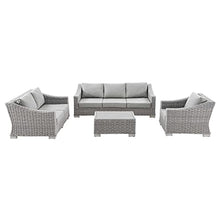 Lounge Sectional Sofa Chair Set, Rattan, Wicker, Grey Gray, Modern, Outdoor Patio Balcony Bistro