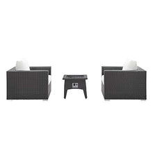 Modway EEI-3727-EXP-WHI-SET Convene 3 Piece Set Outdoor Patio with Fire Pit, Espresso White