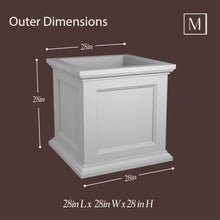 Mayne Fairview 28in Large Square Planter, Black