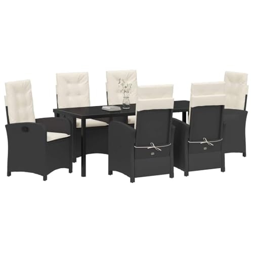 vidaXL Garden Dining Set 7 pcs Black Poly Rattan