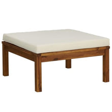 KTHLBRH 10-Piece Garden Lounge Set with Cream Cushions and Natural Acacia Wood Frame for Patio Outdoor Modular Seating Furniture, Weather Resistant Durable Comfortable Relaxation