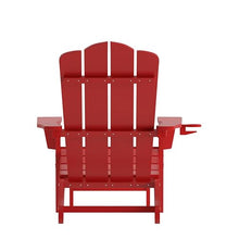 Taylor & Logan Nellis Adirondack Chair with Cup Holder and Pull Out Ottoman, All-Weather HDPE Indoor/Outdoor Lounge Chair in Red, Set of 2