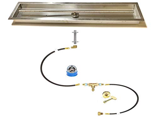 EasyFirePits Pre-Plumbed Natural Gas/Propane Fire Pit Linear T-Burner Pan & Full Combo Connection Kit (26.00, 24" T-Burner PAN 26X7 in)