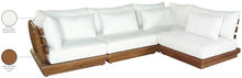 Meridian Furniture 111White-Sec4B Mirella Collection Modern | Contemporary Outdoor Patio L-Shaped 4pc. Modular Sectional with Solid Teak Frame, Water Resistant Fabric, 113" W x 75" D x 27" H, White