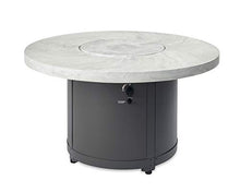 Outdoor GreatRoom Co Propane Fire Pit Table - Beacon Gas Fire Pits for Outside Patio - 48 Inch Round Concrete Firepit Fire Table with Matching Tabletop Cover, Powder-Coated Metal Base - White/Grey