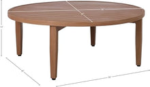 Meridian Furniture 363-C Maui Collection Modern | Contemporary Outdoor Patio Coffee Table with Aluminum Frame in a Teak Wood Look, 36" W x 36" D x 14" H, Natural