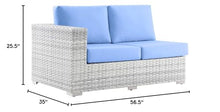 Modway Convene Wicker Rattan Outdoor Patio Left-Arm Loveseat in Light Gray Light Blue