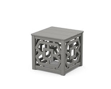 Martha Stewart by POLYWOOD Chinoiserie Outdoor Accent Table, Slate Grey 18"x18" Square with Latticework, Durable HDPE All-Weather Small Patio Furniture for Backyard, Deck, Garden, Made in The USA