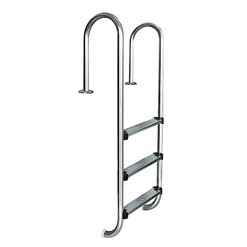 LMMIAMZ Stainless Steel Swimming Pool Ladder - Non-Slip 2/3 Step Climbing Steps with Handrail, Durable Indoor/Outdoor Design, Thickened Tube Wall (1.5mm, Silver-B)
