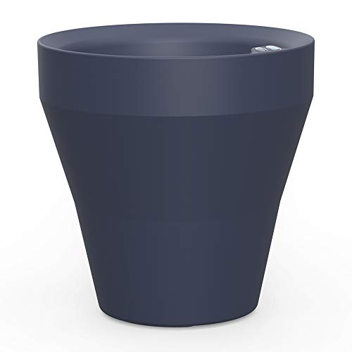 Crescent Garden TruDrop Rim Modern Self Watering Planter with Water Level Indicator, Indoor/Outdoor Weather-Safe Round Plant Pot, Grow Healthy Plants & Flowers - 26" W (Midnight)