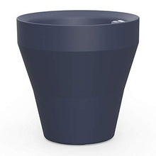 Crescent Garden TruDrop Rim Modern Self Watering Planter with Water Level Indicator, Indoor/Outdoor Weather-Safe Round Plant Pot, Grow Healthy Plants & Flowers - 26" W (Midnight)