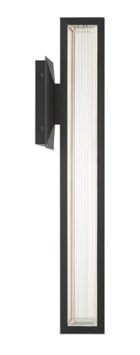 Eurofase Aelin 1-Light LED Outdoor Wall Sconce – 24" Matte Black Modern Exterior Wall Light, Clear Crystal Shade, Wet-Rated for Porch, Patio & Entryway