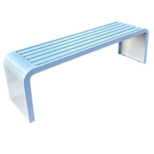 Vttui Outdoor Bench, U-Shaped Backless Slatted Metal 220cm White