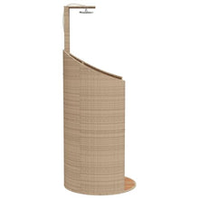 Xolmizyn Outdoor Shower Freestanding Garden Shower with Acacia Wood Base and Poly Rattan Design 39.4 x 39.4 x 95.1 Inches