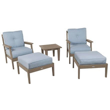 highwood Lehigh 5-Piece Deep Seating Set, with Sunbrella Cushions in Bliss Dew, Woodland Brown Frame