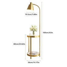 ZHONGCHENGWU Floor Lamp Floor Lamp with Shelves, Mid Century Modern Standing Lamps, Rustic Side Table Lamp for Bedroom & Living Room(Gold)