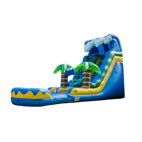 XJUMP Surf Beach 19' Inflatable Water Slide with Detachable Pool and Blower, Commercial Single Lane Slide for Kids and Adults, Backyard Summer Water Play, Indoor & Outdoor