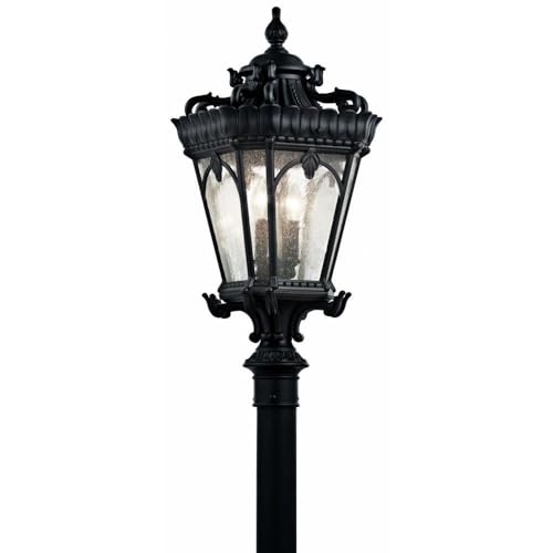 Bailey Street Home 4 Light Post 30 inches Tall by 14 inches Wide-Textured Black Finish Traditional Outdoor Post Lantern 147-Bel-1044904
