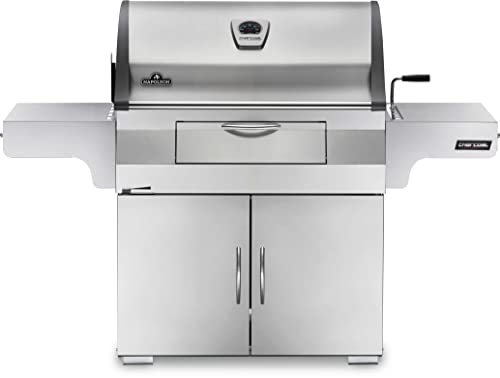 Napoleon Stainless Steel PRO 605 Charcoal Professional BBQ Grill - PRO605CSS - Professional Style Charcoal Barbecue Grill, Full Size Cart Model Charcoal BBQ, Smoker Charcoal BBQ