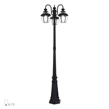 Livex Lighting, 21543-04, Monterey Collection, Multi Head Black Outdoor Post Light with Clear Beveled Glass