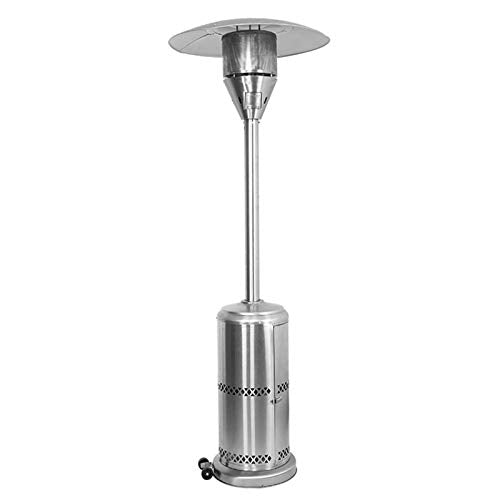 AIZYR Outdoor Gas Heater, Freestanding Stainless Steel Heater with Heater Cover and 3 Heat Settings for Hotels, Patio, Garden