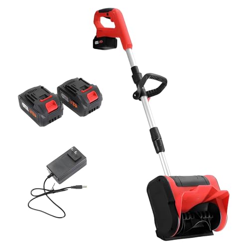 Retractable Snow Blower, Foldable Snow Blower, Easy on Your Back, Snow Thrower with Double Safety Switch, for Driveway Winter Snow Removal(Two Batteries)