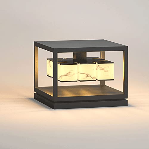 ZEELYDE Post Lights Outdoor,Chinese Classic Pillar Lamp Imitation Marble Gate Pillar Light Villa Garden Floor Lamp Outdoor Waterproof Lawn Landscape Light LED Night Security Lighting Fixtures