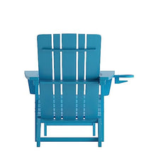 Flash Furniture Halifax Poly Resin Adirondack Chair with Cup Holder and Pull Out Ottoman, All-Weather Poly Resin Indoor/Outdoor Lounge Chair, Set of 2, Blue