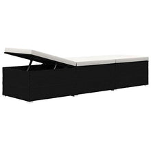 WANGKENSU 3 Piece Patio Sun Loungers with Tea Table,Outdoor Lounge Chaise, Lounger for Pool, Beach Sun Tanning Chair,Outdoor Bed,Deck Chair, Poly Rattan Brown (Black+Cream Whitematerial 76.8" x 23.6"