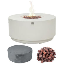 AMS Round Concrete GFRC Propane Gas Fire Pit Table (Cream White)