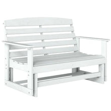 Spacious HDPE 2 Seater Patio Glider Bench w/Ergonomic Sloping Backrest & Slatted Seat for Garden, All Weather Outdoor Gliding Rocking Bench w/Durable HDPE Construction for Porch, Deck (White)