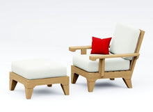 TeakStation 2 Pc Teak Wood Lounge Chair Set: Lounge Chair & Ottoman with Cushions in Outdoor Sunbrella Fabric #5404 Canvas Natural