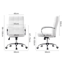 eexbz Comfortable Desk Chair Ergonomic Office Chair High Back Desk Chair - White/Black LeatherSoft Executive Swivel Office Chair - Swivel Arm Chair Home Office Desk Chairs(Black)