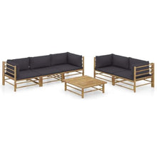 GFMGUEMV 6 Piece Bamboo Patio Lounge Set with Dark Gray Cushions