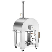 Empava Pizza Oven Outdoor,Wood Fire & Propane Gas Dual Fuel with Wheels and Accessories in Stainless Steel for Restaurant,Backyard, Garden, Patio, Camping, 39 Inch, Silver