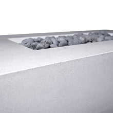 Vivid Heat - 60" Premium “Mesa 2" Concrete Fire Bowl - Heavy Cement Rectangle Natural Gas Fire Pit - Square Outdoor Fire Table with Key Valve GFRC (48” L x 32” W x 16” H) (Ivory White)