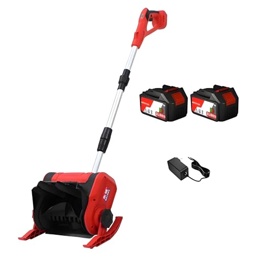 HYUIO Foldable Snow Shovel Blower, Electric Snow Removal Thrower with Retractable Pole, Easy Snow Clearing, Snow Thrower for Driveway Winter Snow Removal(Two Battery)