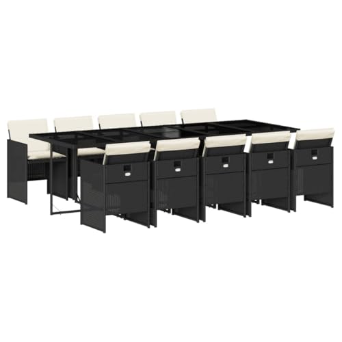 AMBERARD Patio Dining Set Set of 10 Black and Cream White Furniture Set